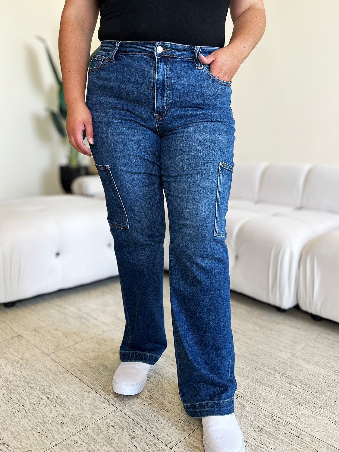 Judy Blue Full Size High Waist Cargo Jeans - Classique Collection