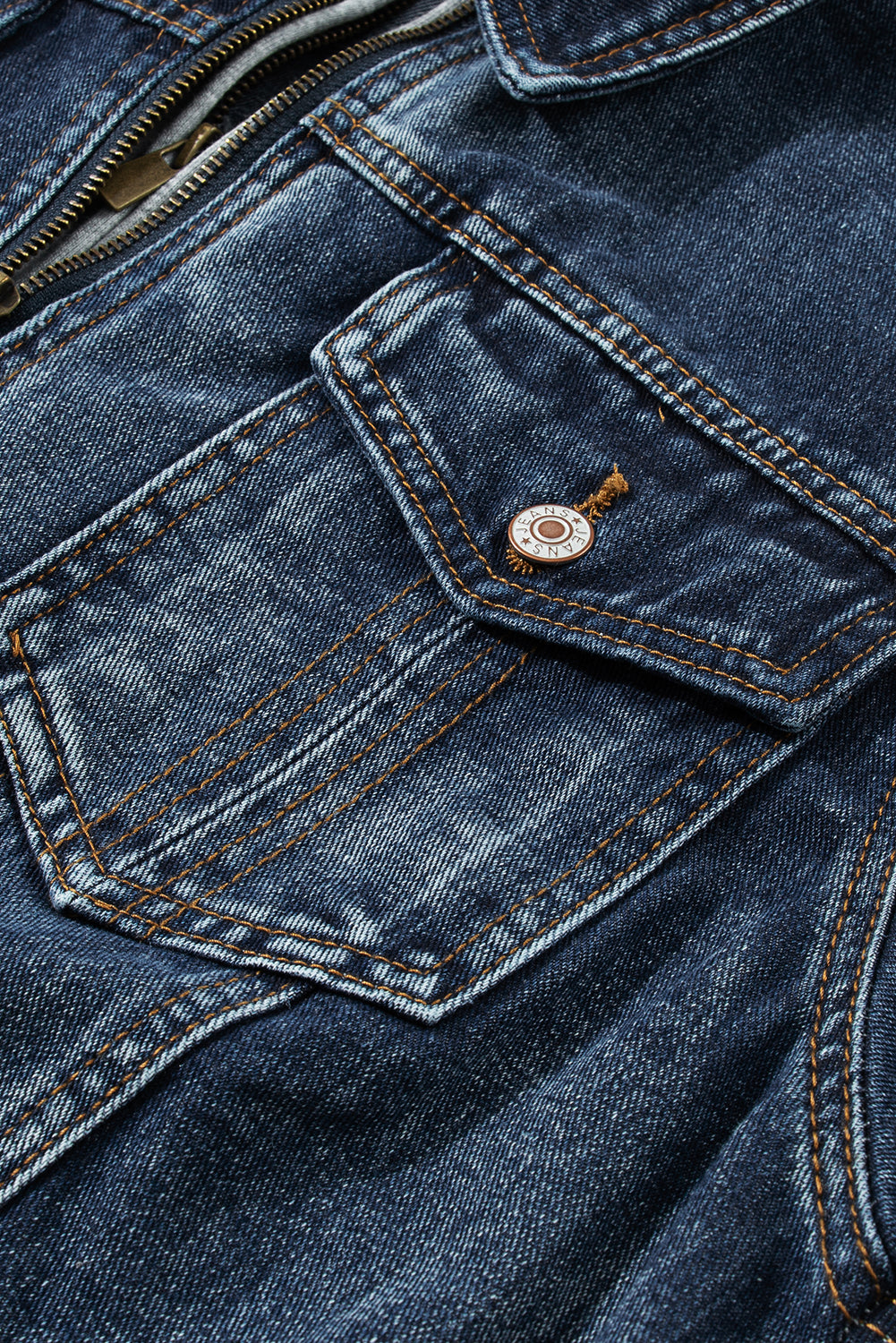 Fake Two-Piece Hooded Zip-Up Denim Jacket - Classique Collection