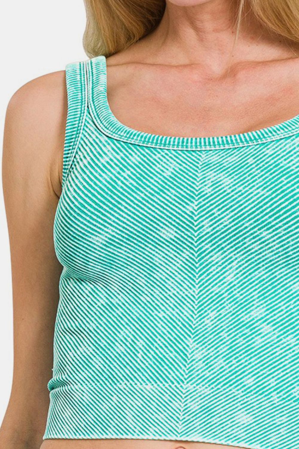 Zenana Washed Ribbed Scoop Neck Wide Strap Tank - Classique Collection