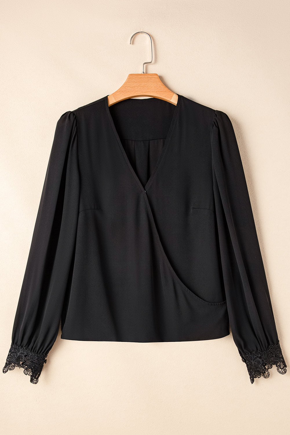 Lace Detail Surplice Long Sleeve Blouse - Classique Collection