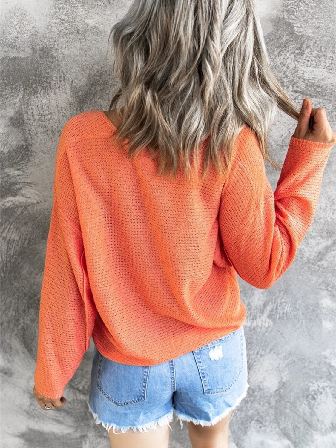 V-Neck Drop Shoulder Knit Top - Classique Collection