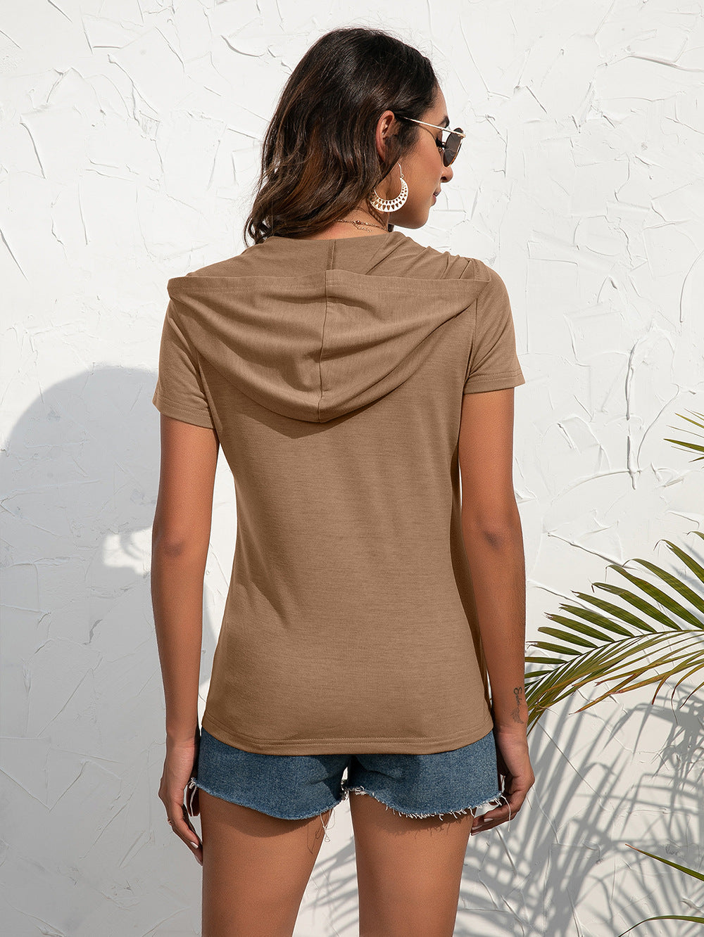 Ivy Lane Half-Zip Short Sleeve Hooded Top - Classique Collection