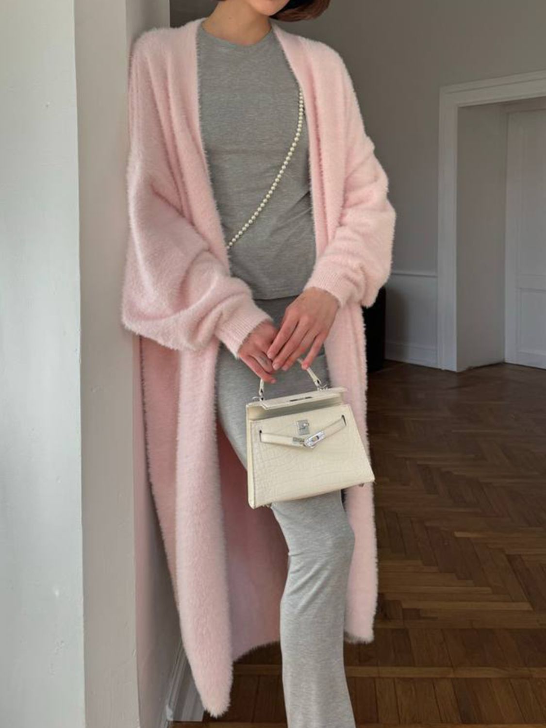Fuzzy Open Front Solid Color Cardigan - Classique Collection
