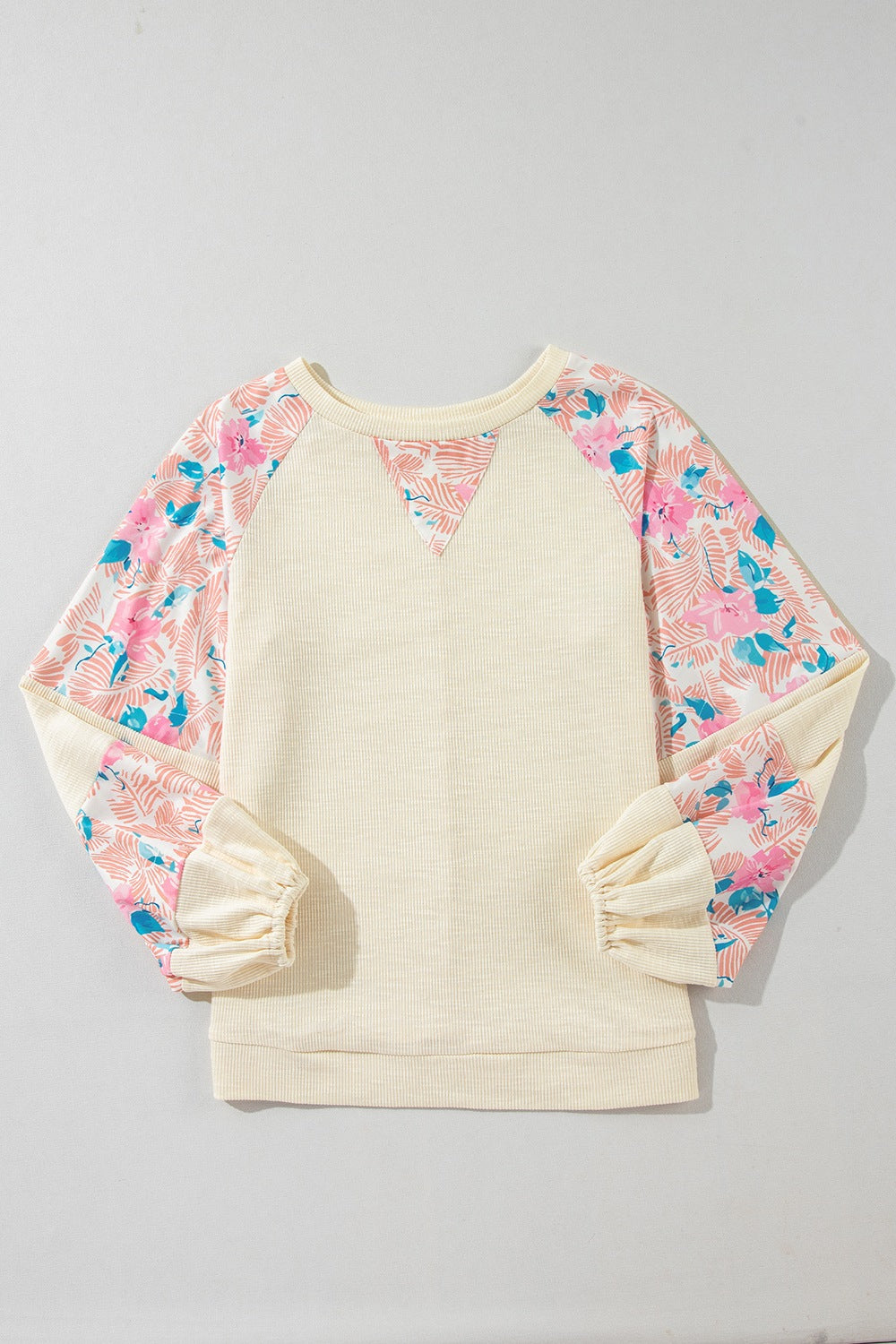 Printed Round Neck Balloon Sleeve Sweatshirt - Classique Collection