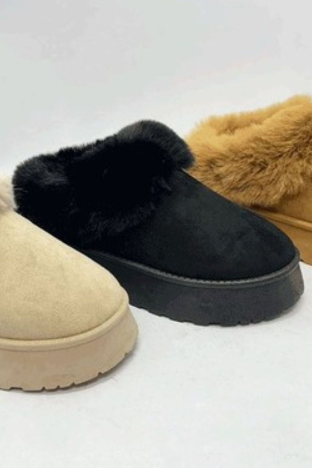 WILD DIVA Faux-Fur Platform Slip On Booties - Classique Collection