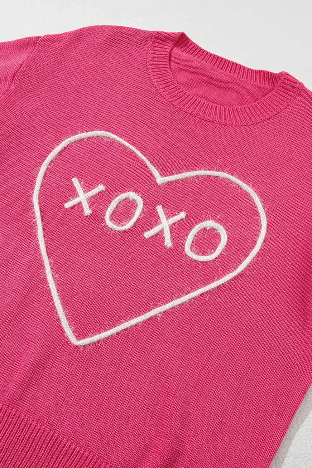 XOXO Round Neck Drop Shoulder Sweater - ClassiQ