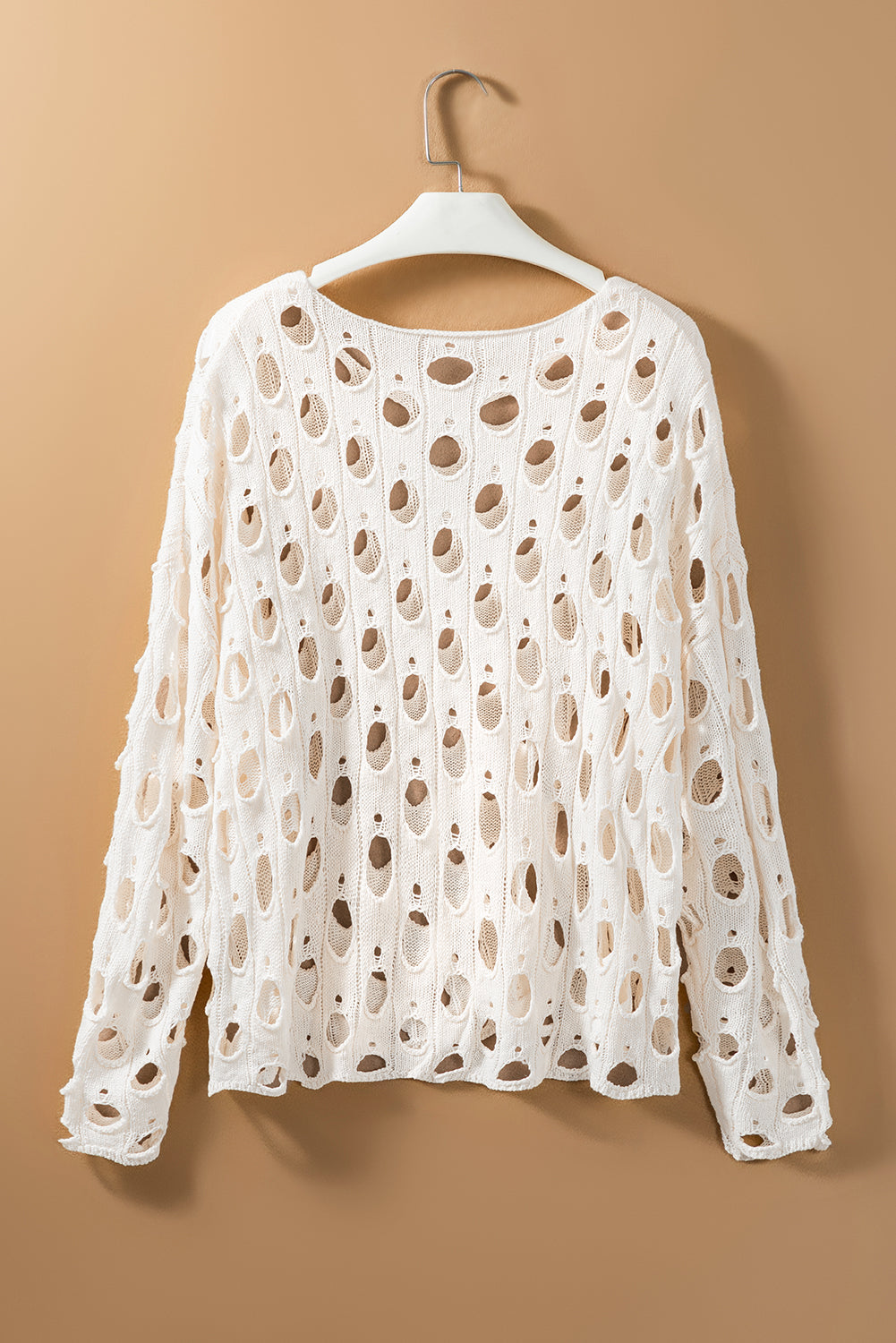 Cutout Round Neck Dropped Shoulder Knit Cover Up - Classique Collection