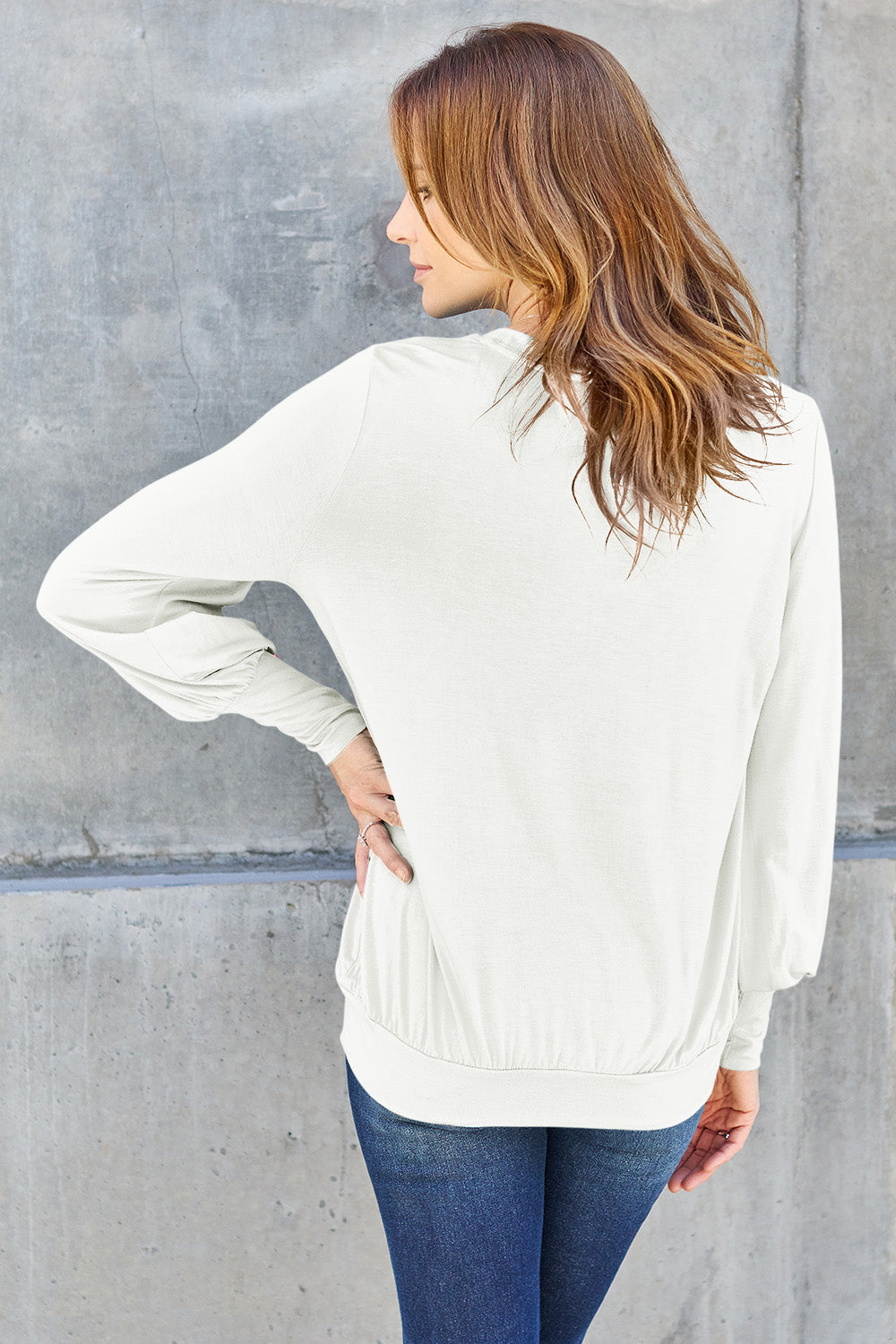 Basic Bae Full Size V-Neck Lantern Sleeve Top - Classique Collection