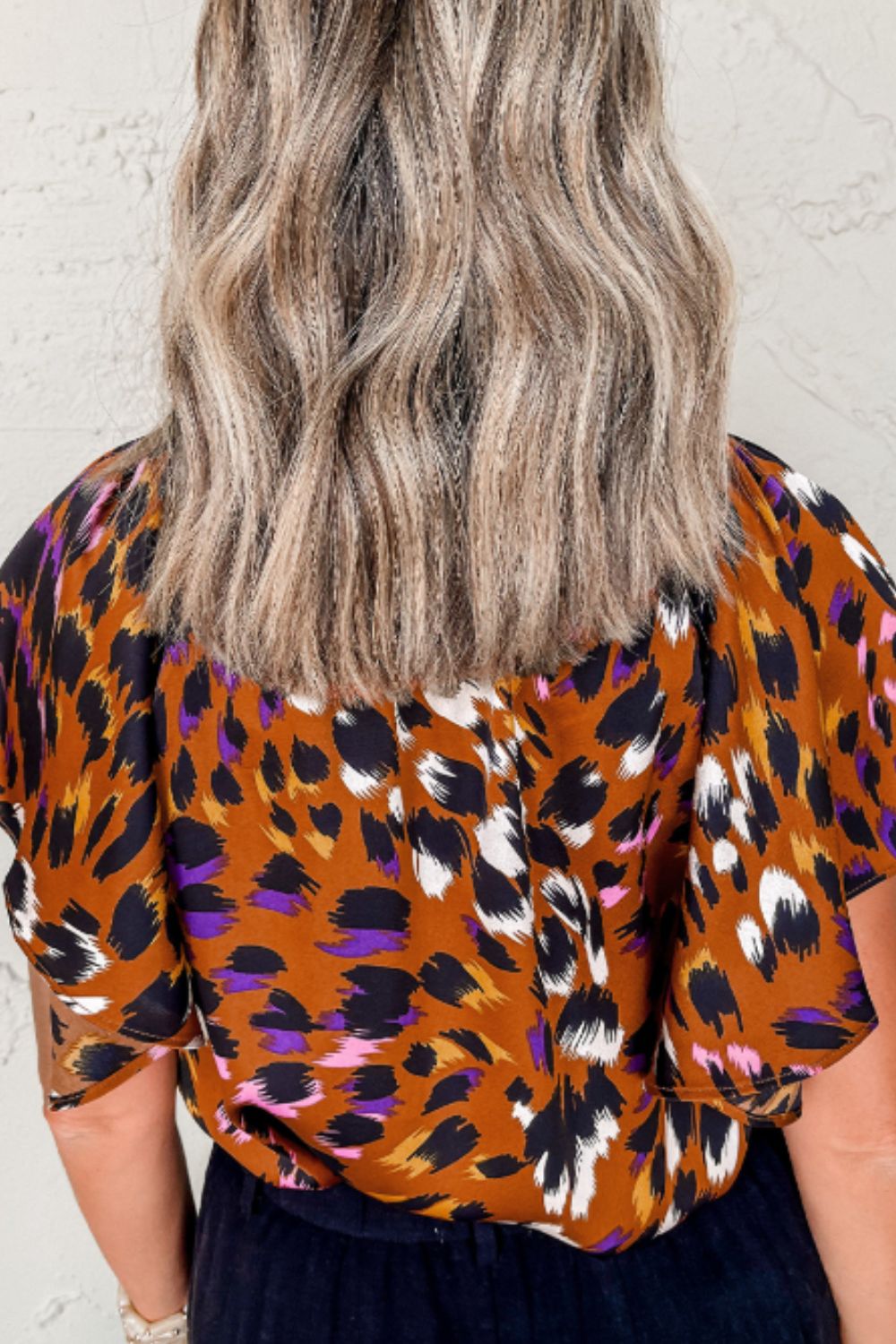 Leopard Notched Short Sleeve Blouse - Classique Collection