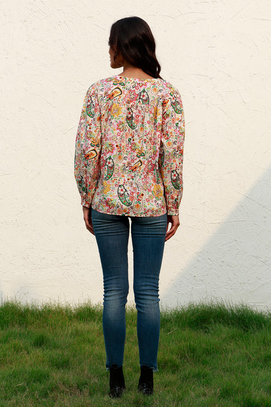 Printed Round Neck Long Sleeve Shirt - Classique Collection