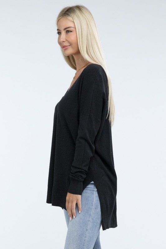 Hi-Low Hem Front Seam Sweater - Classique Collection