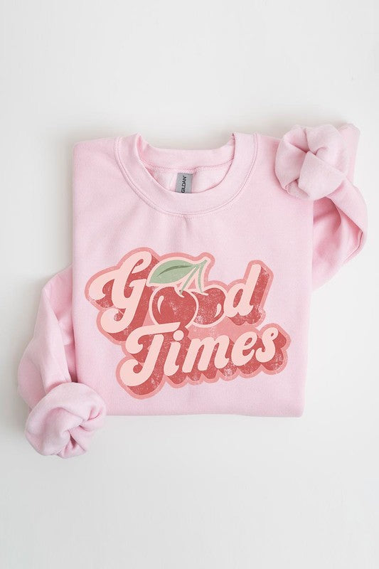 Retro Good Times Cherry Graphic Fleece Sweatshirts - Classique Collection