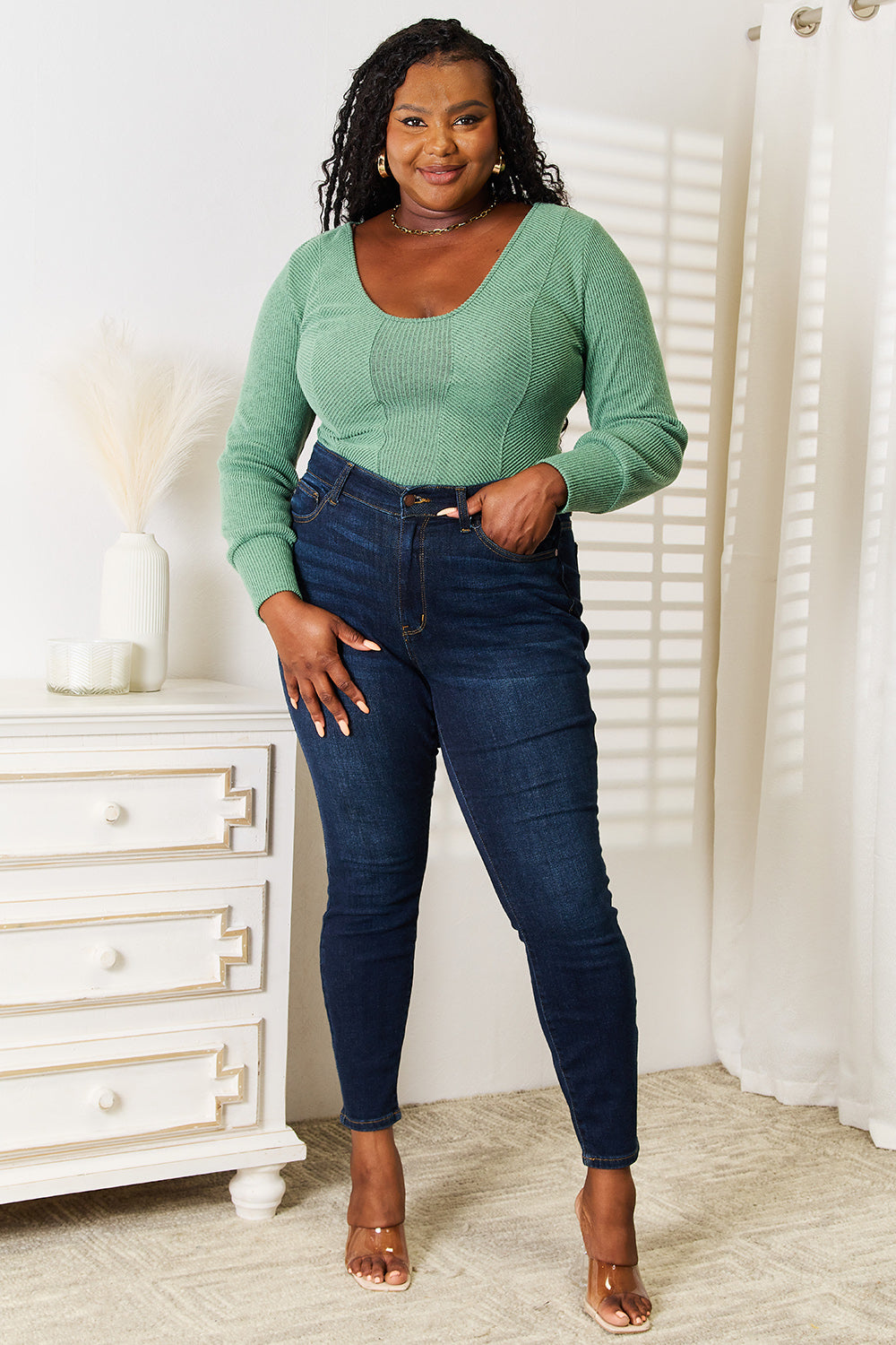 Basic Bae Scoop Neck Long Sleeve Top - Classique Collection