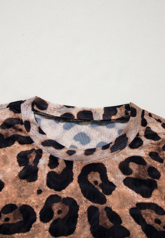 Leopard Round Neck Long Sleeve Blouse - Classique Collection