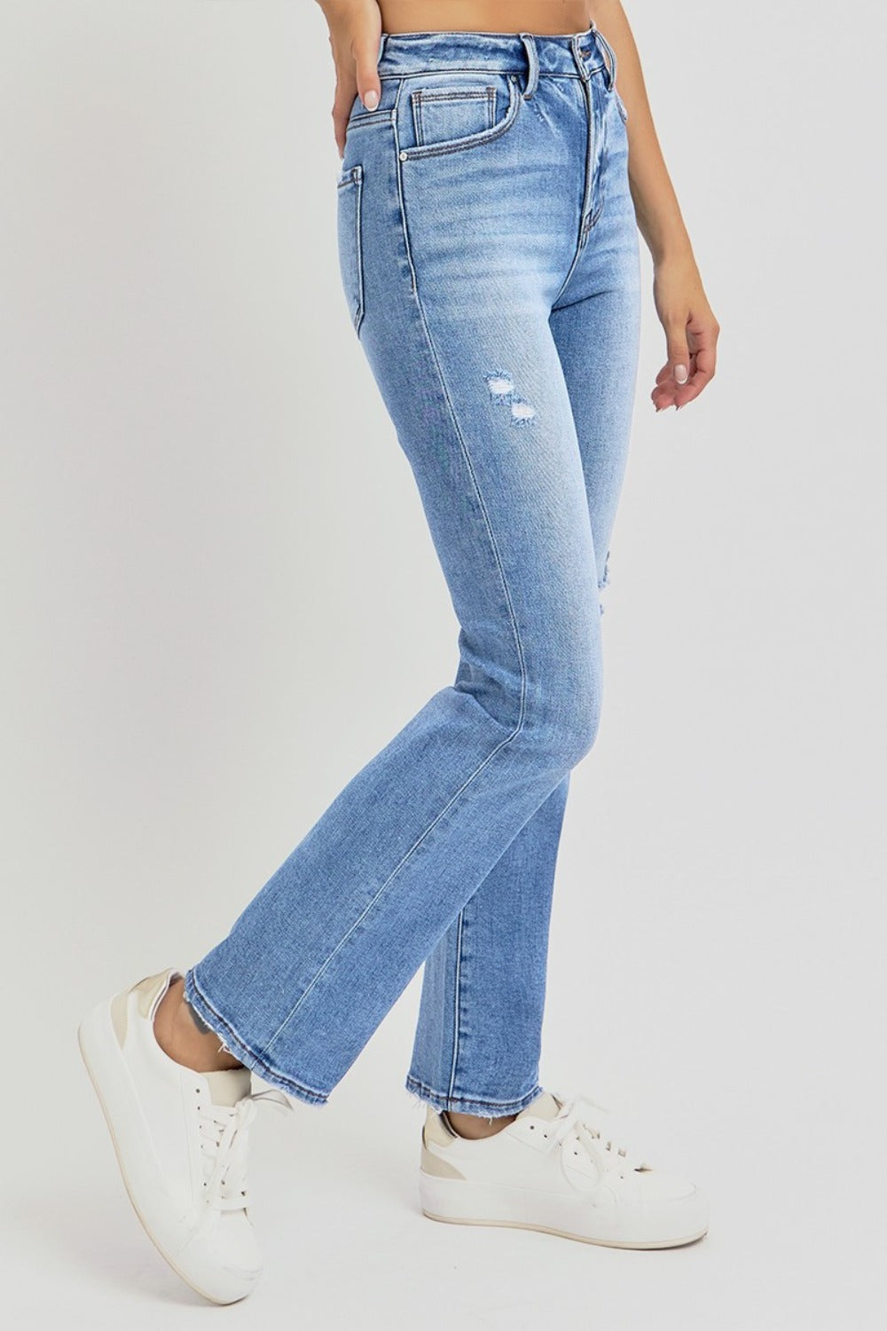 RISEN Full Size Distressed High-Rise Ankle Straight Jeans - Classique Collection