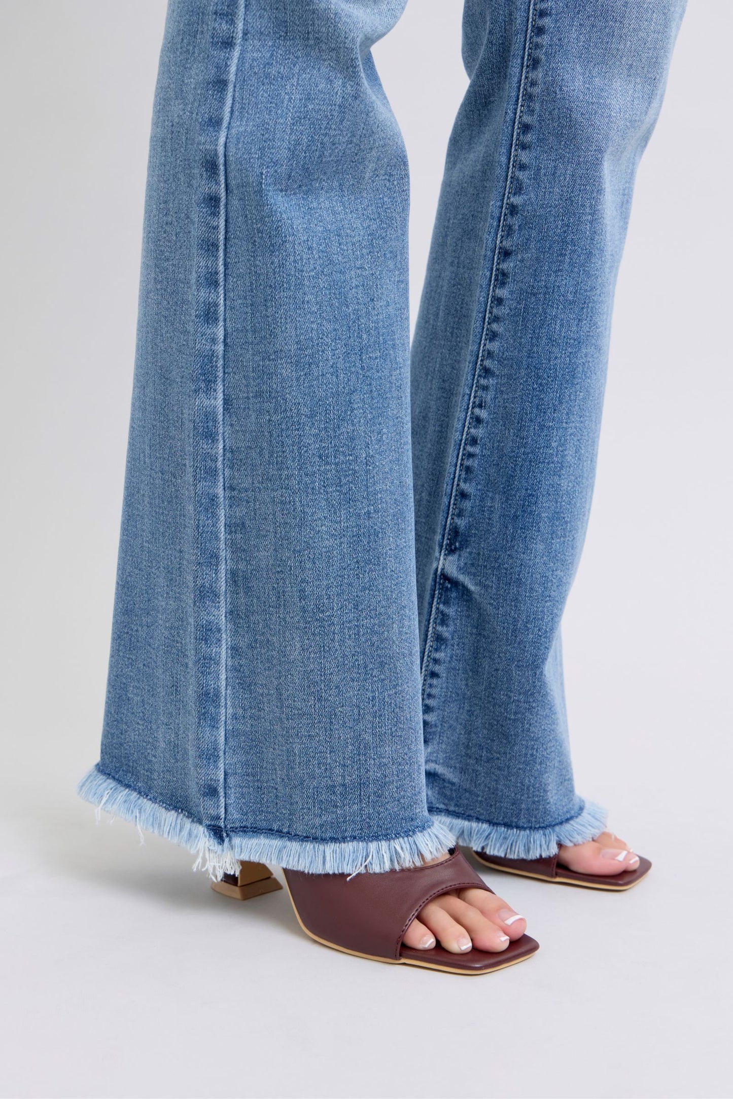 Judy Blue Full Size Raw Hem High Rise Bootcut Jeans - Classique Collection