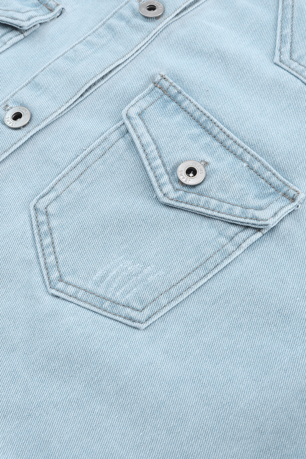 Flap Pocket Raw Hem Denim Jacket - Classique Collection