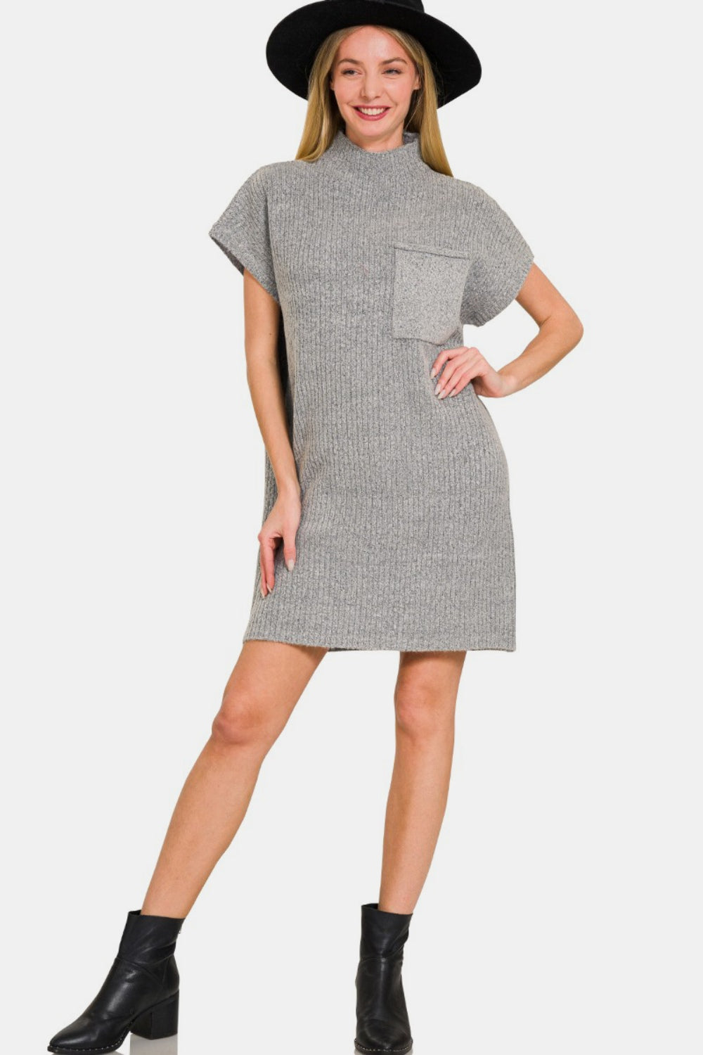 Zenana Short Sleeve Sweater Mini Dress - Classique Collection