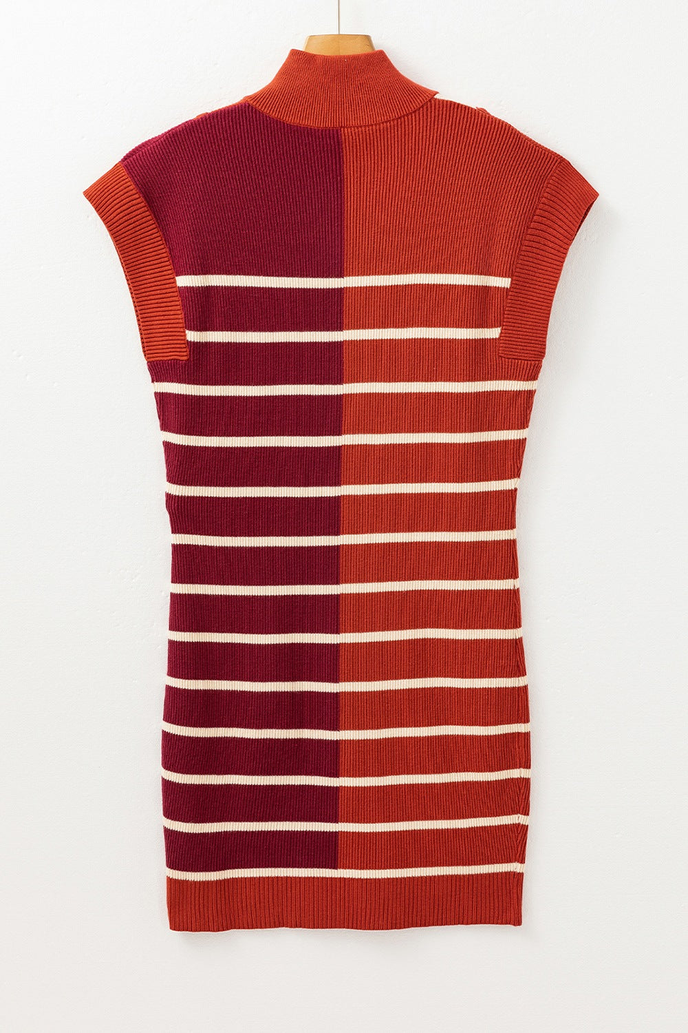 Striped Quarter Zip Cap Sleeve Sweater Dress - ClassiQ