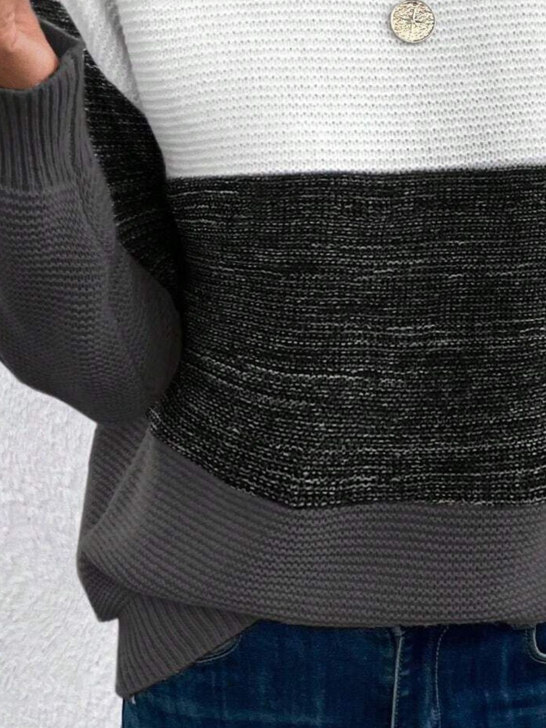 Color Block Boat Neck Sweater - ClassiQ
