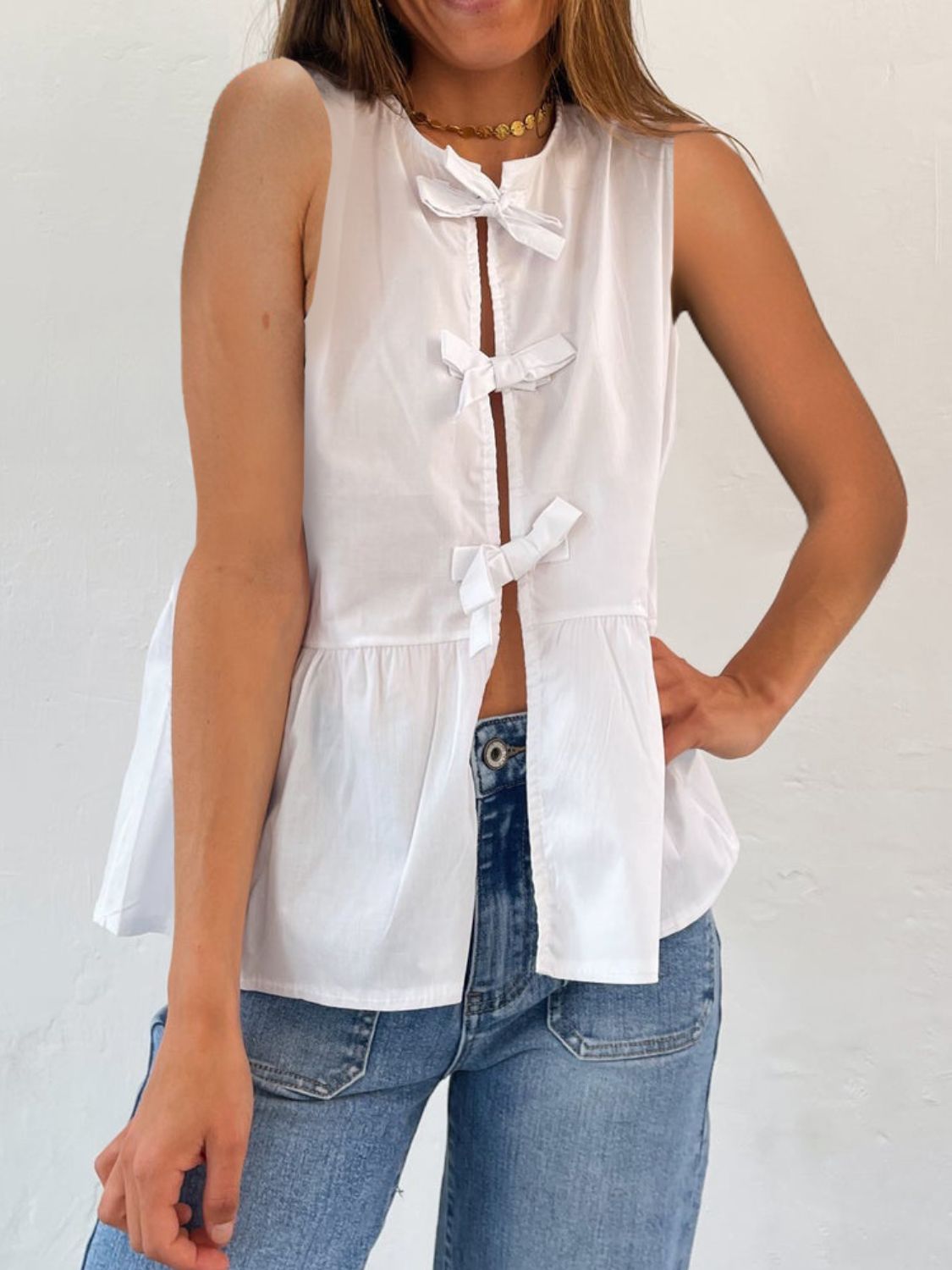 Tied Striped Round Neck Tank - Classique Collection