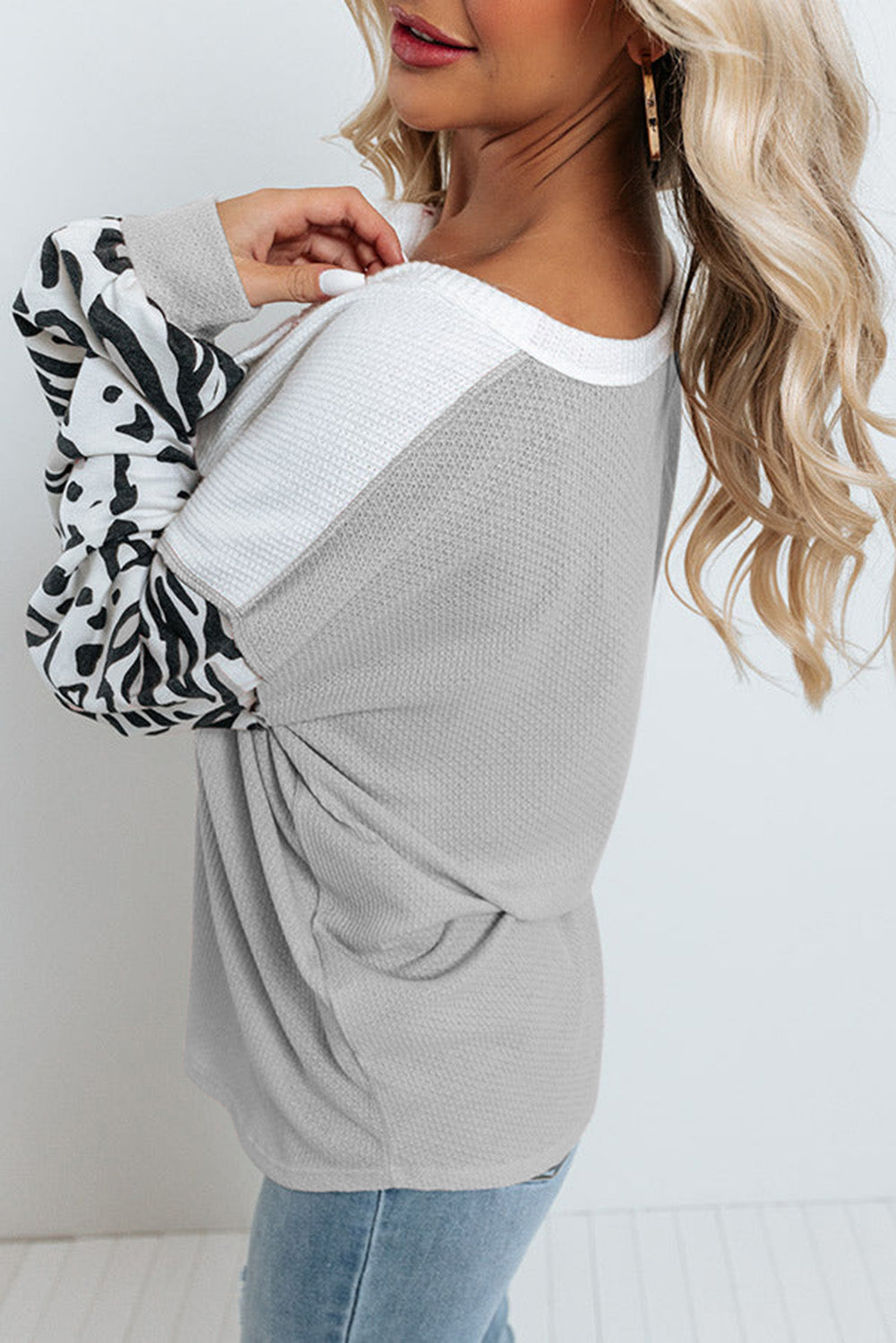 Leopard Color Block Buttoned Top - Classique Collection