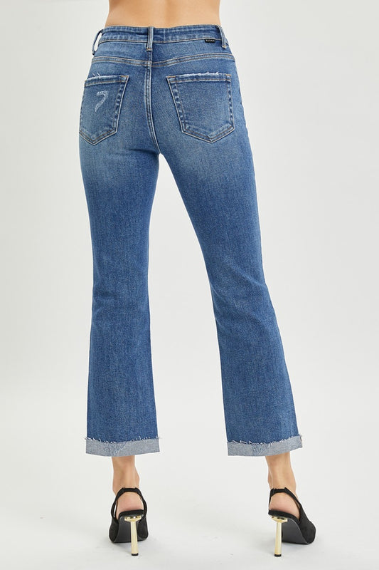 RISEN Full Size Button Fly Cropped Bootcut Jeans - Classique Collection