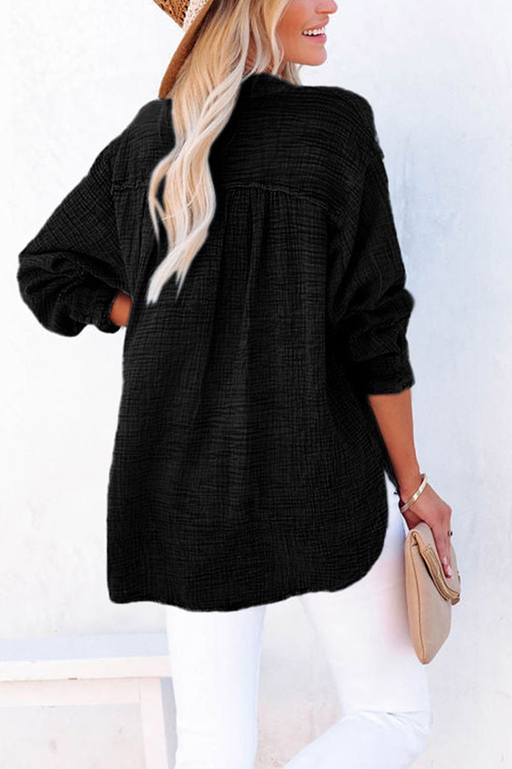 Buttoned Long Sleeve Blouse - Classique Collection