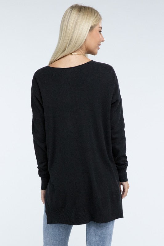 Hi-Low Hem Front Seam Sweater - Classique Collection