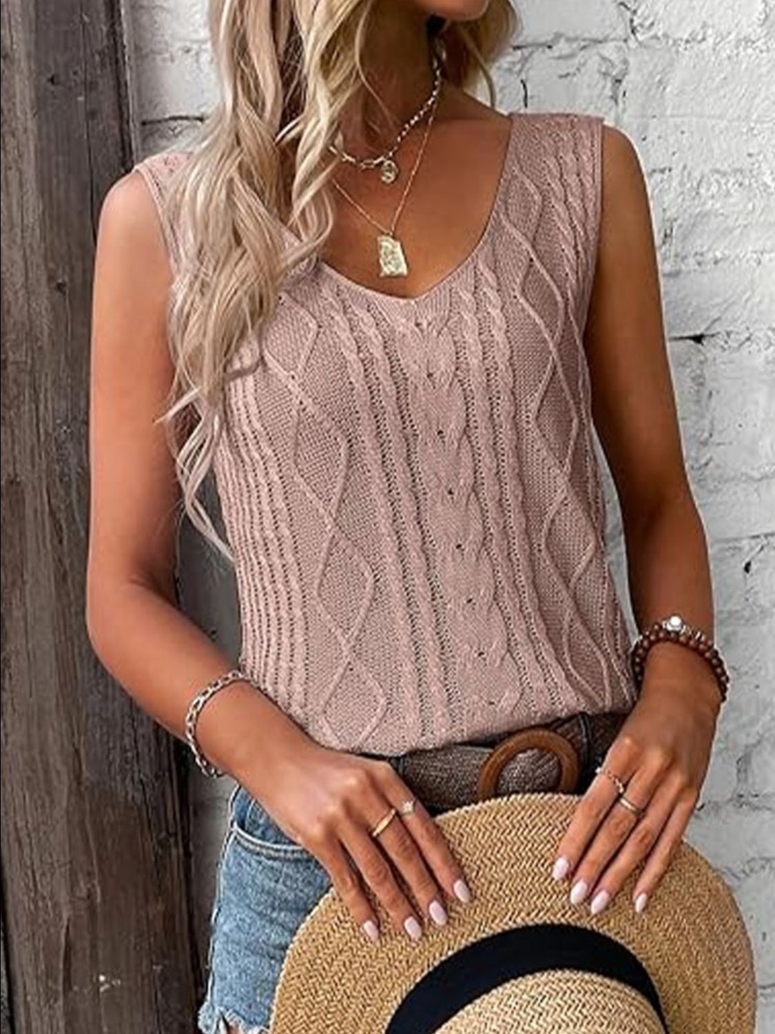 Cable-Knit V-Neck Sweater Vest - ClassiQ