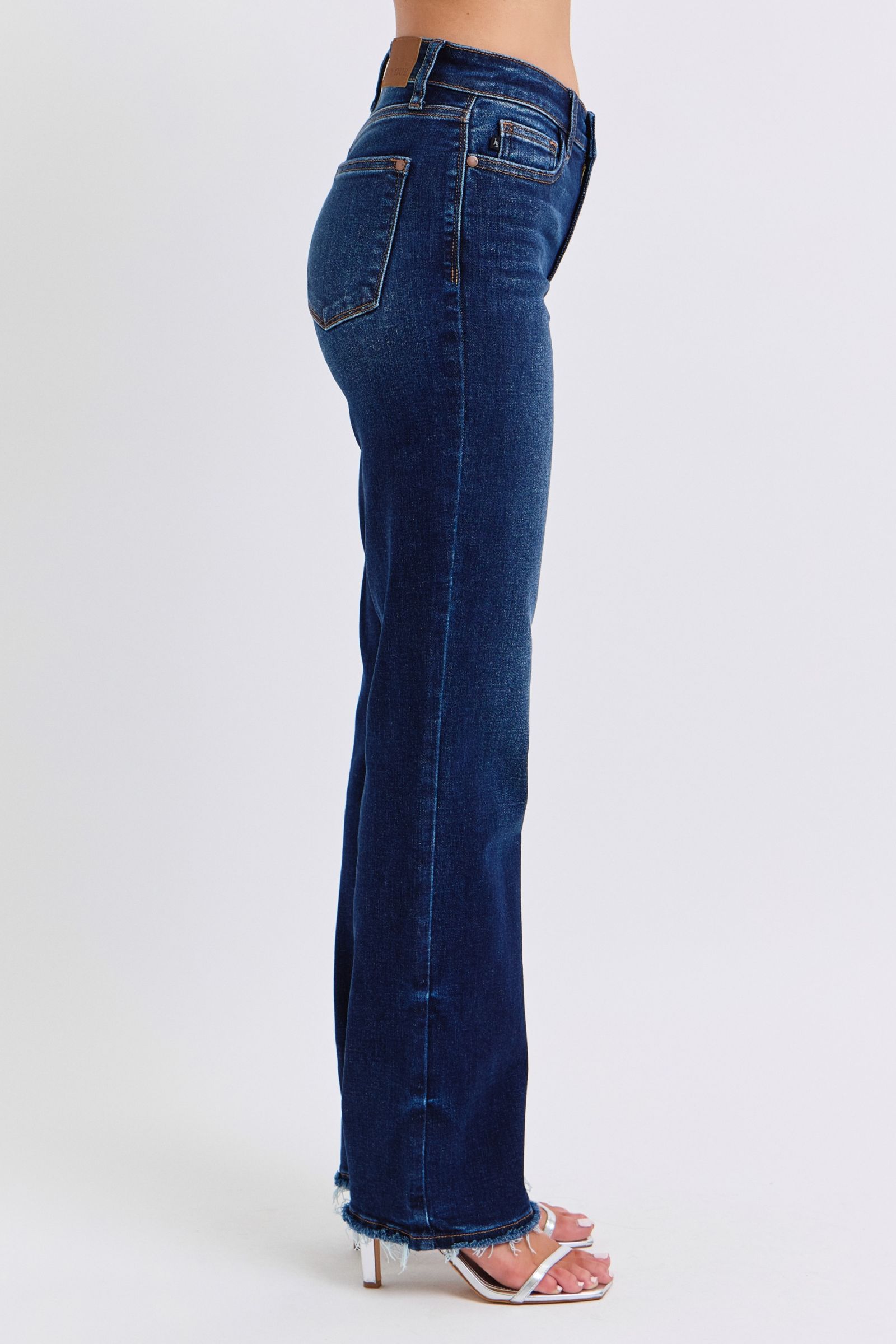Judy Blue Full Size Raw Hem Straight Leg Jeans - Classique Collection