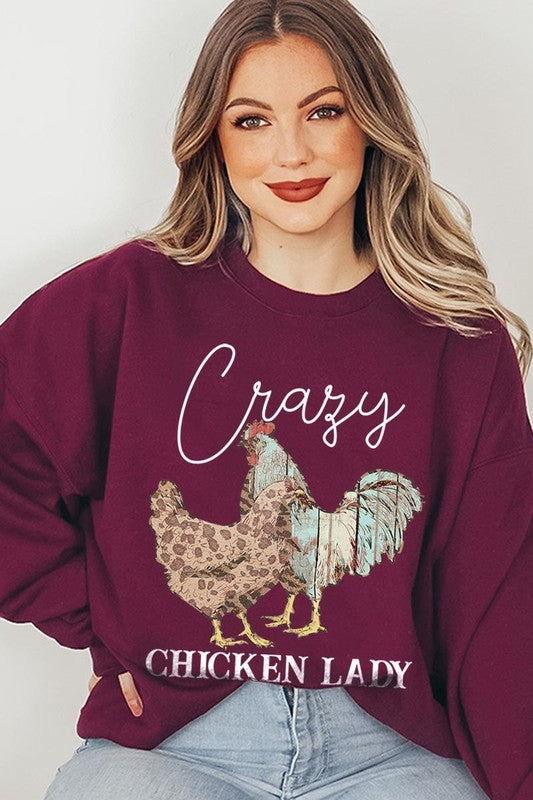 Crazy Chicken Lady Graphic Fleece Sweatshirts - Classique Collection