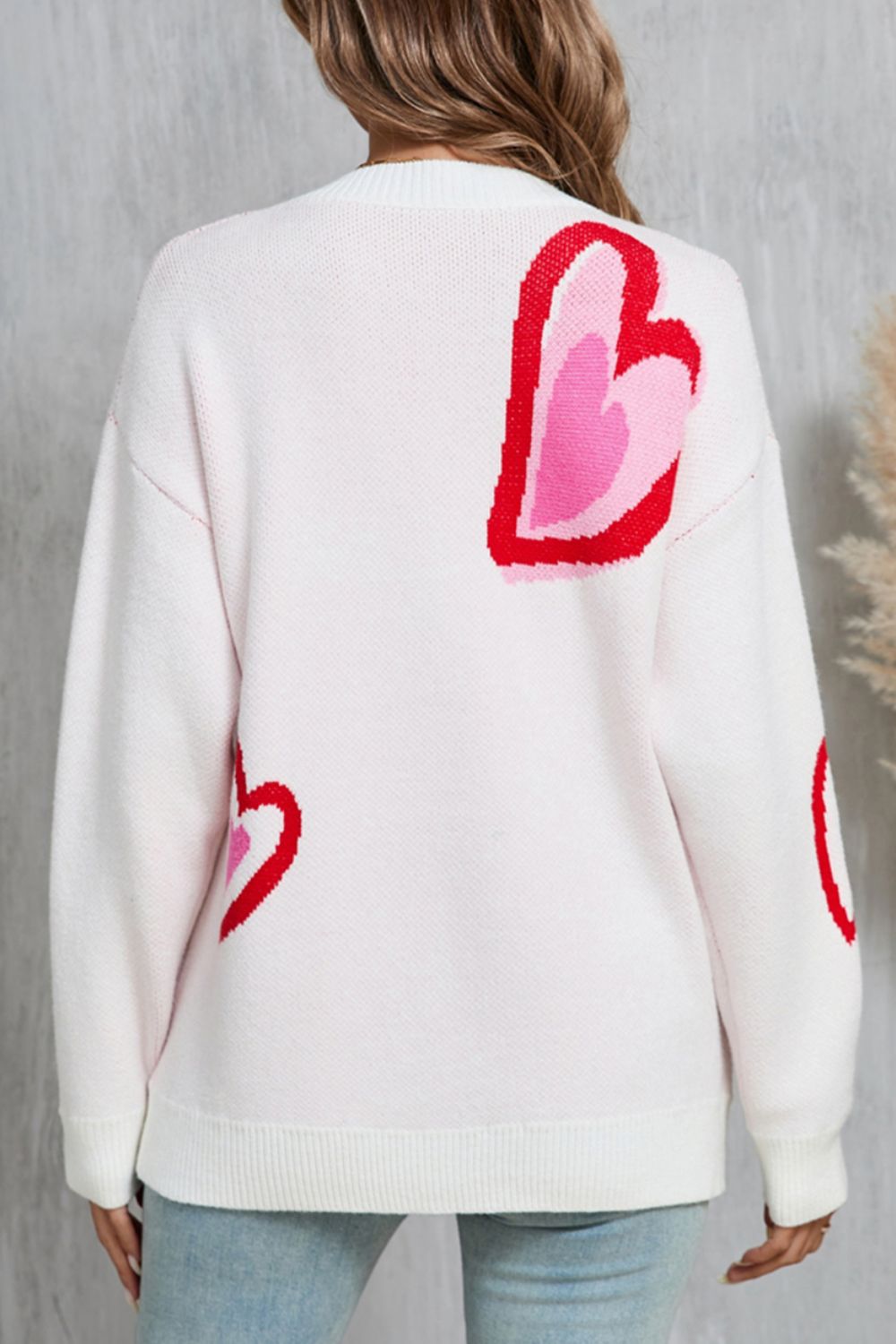 Angel Wings Heart Round Neck Long Sleeve Sweater - ClassiQ