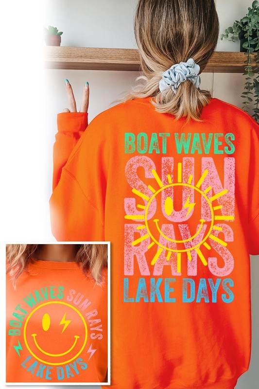 Boat Waves Sun Rays Graphic Fleece Sweatshirts - Classique Collection