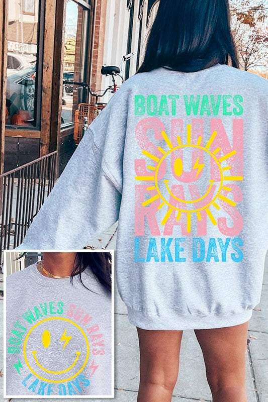Boat Waves Sun Rays Graphic Fleece Sweatshirts - Classique Collection