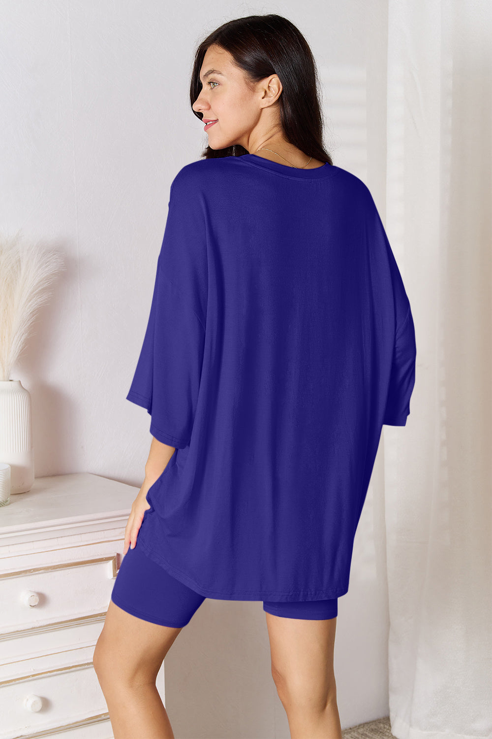 Basic Bae Full Size Soft Rayon Three-Quarter Sleeve Top and Shorts Set - ClassiQ