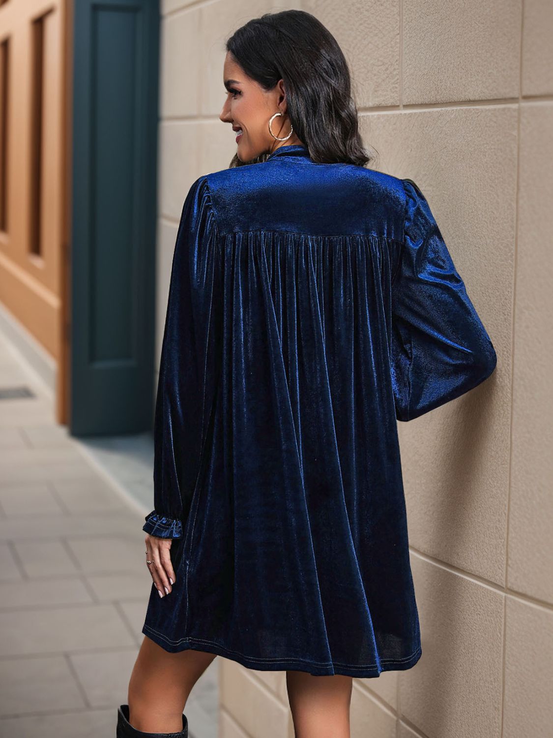 Perfee Ruched Surplice Long Sleeve Mini Dress - Classique Collection