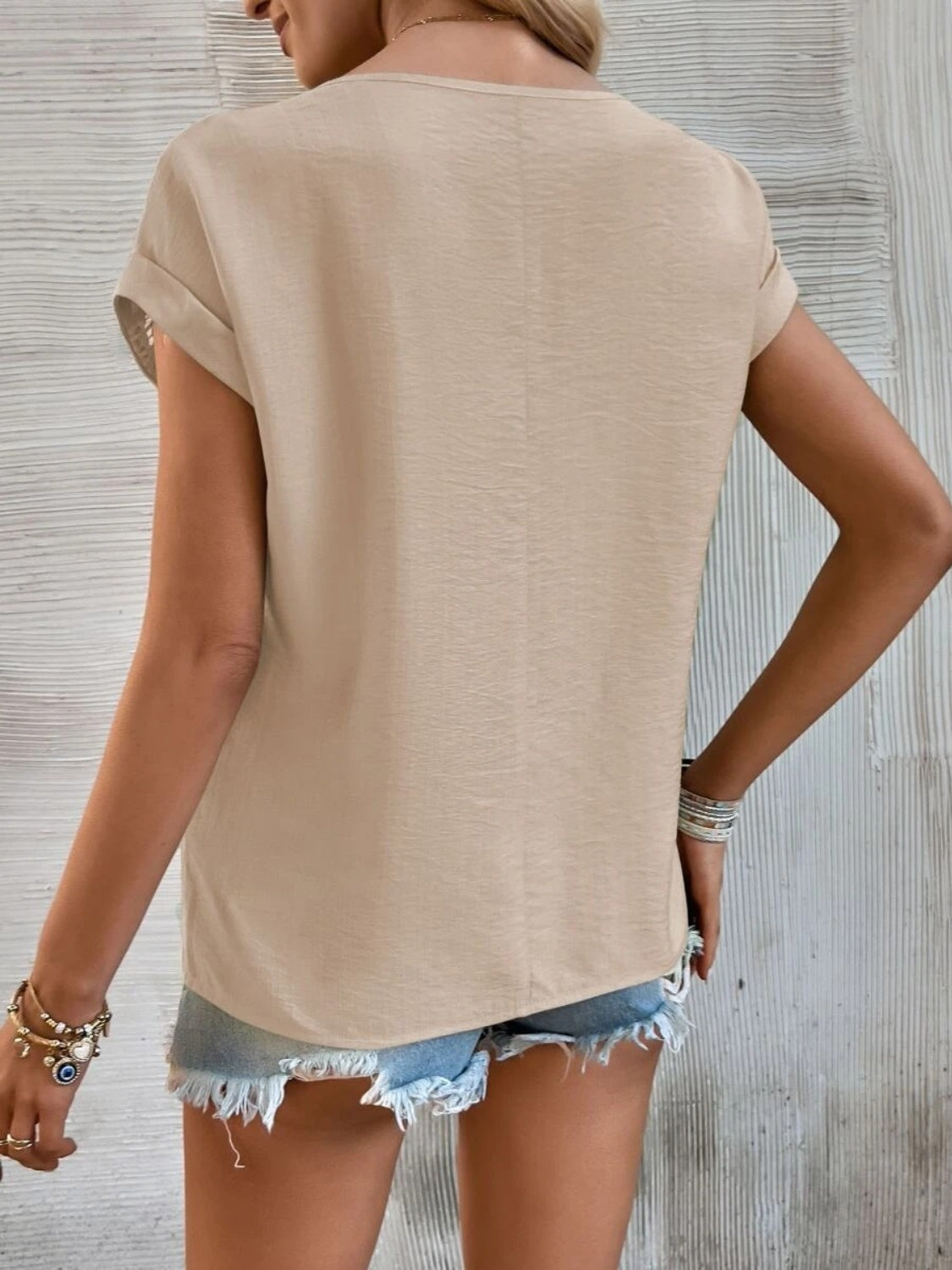 Cutout Round Neck Short Sleeve Top - ClassiQ