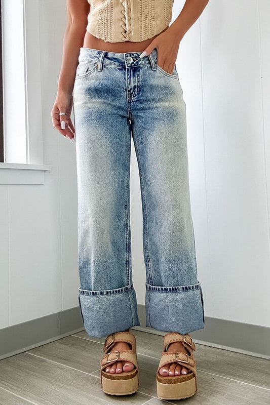 Washed Wide Leg Jeans with Pockets - Classique Collection