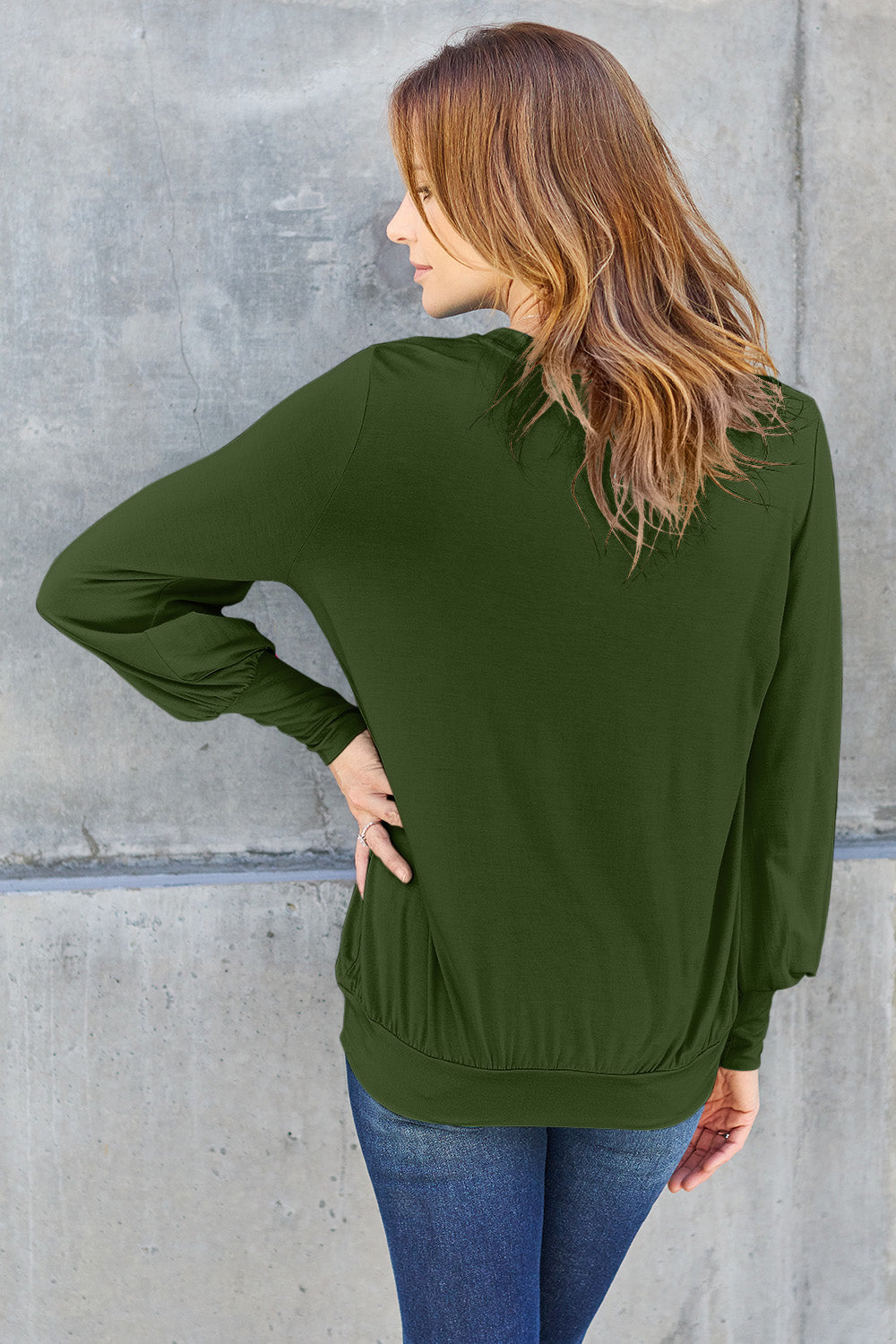Basic Bae Full Size V-Neck Lantern Sleeve Top - Classique Collection