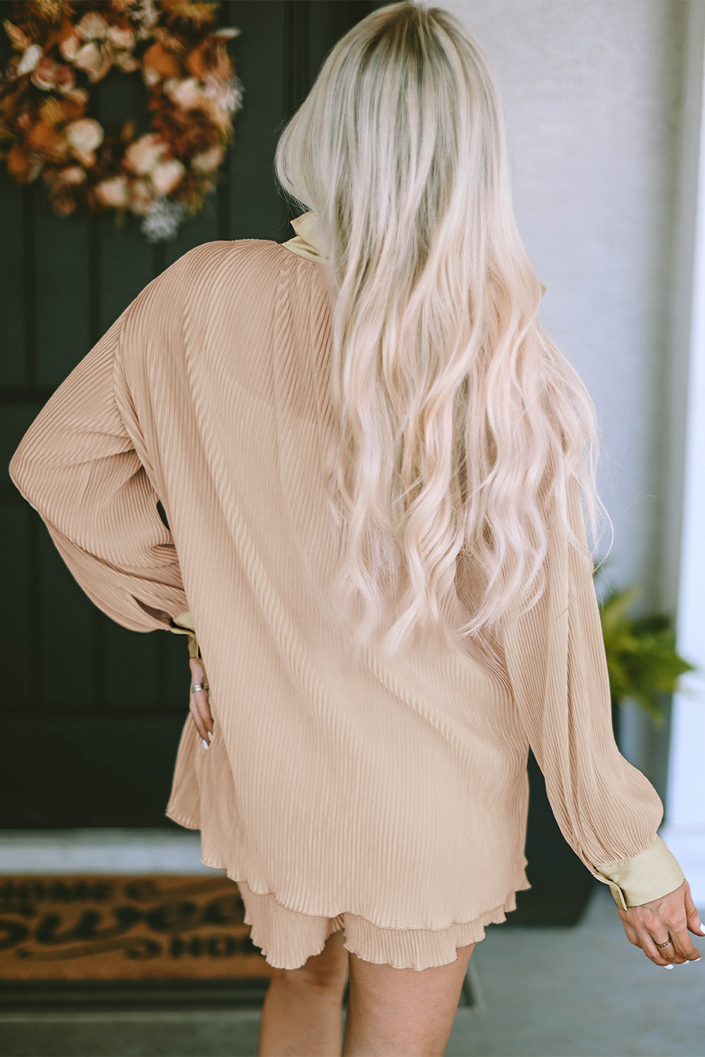 Button Up Long Sleeve Top and Shorts Set - ClassiQ