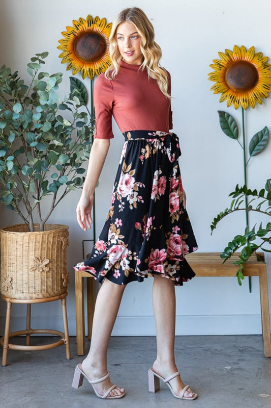 Reborn J Floral Wrap Ruffle Hem Skirt - Classique Collection