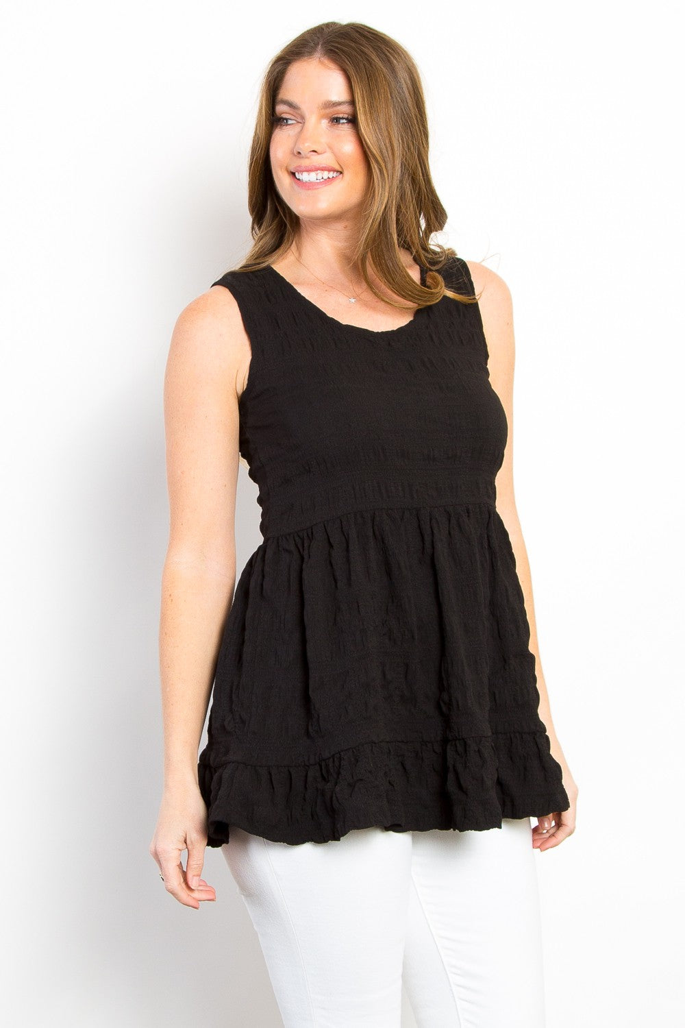 Be Stage Ruffled Sleeveless Babydoll Top - Classique Collection