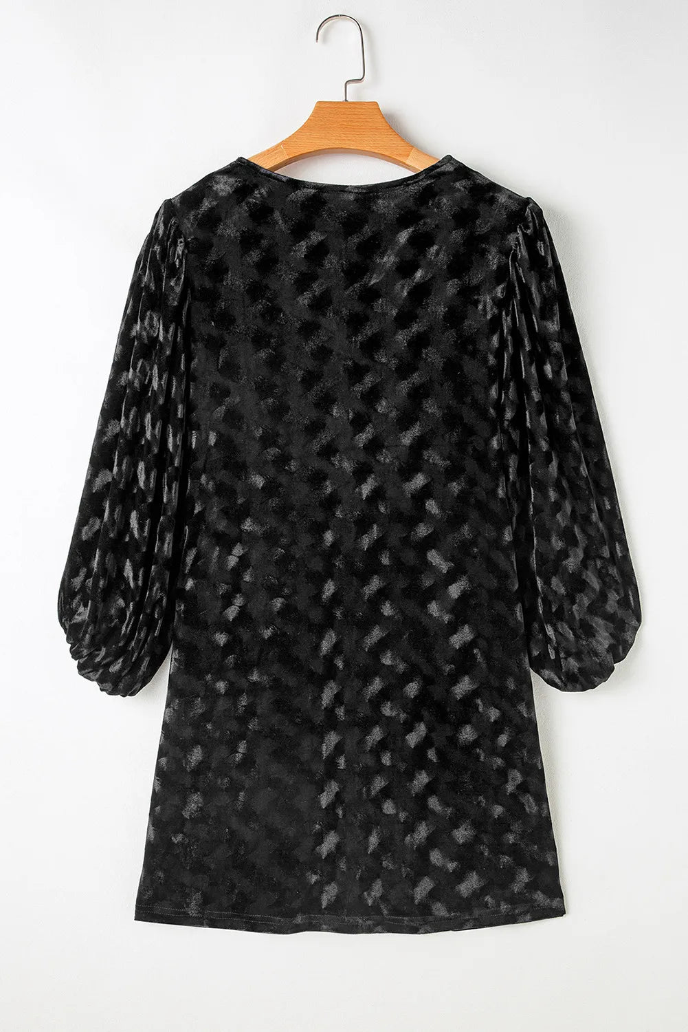 V-Neck Three-Quarter Sleeve Velvet Mini Dress - Classique Collection
