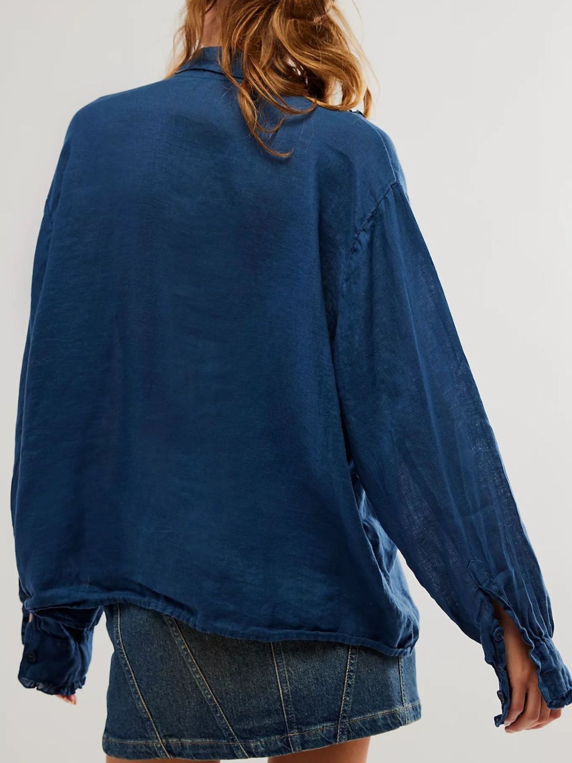 Frill Ruched Collared Neck Long Sleeve Shirt - Classique Collection