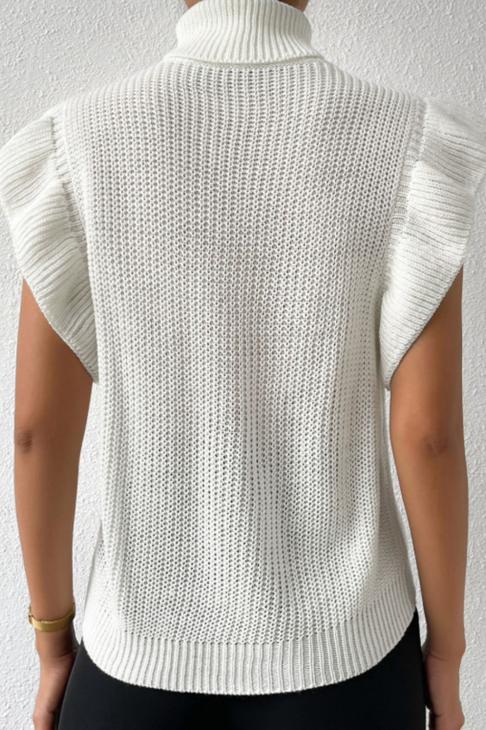 Cable-Knit Turtleneck Cap Sleeve Sweater - Classique Collection