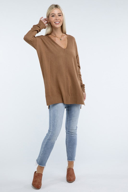 Hi-Low Hem Front Seam Sweater - Classique Collection
