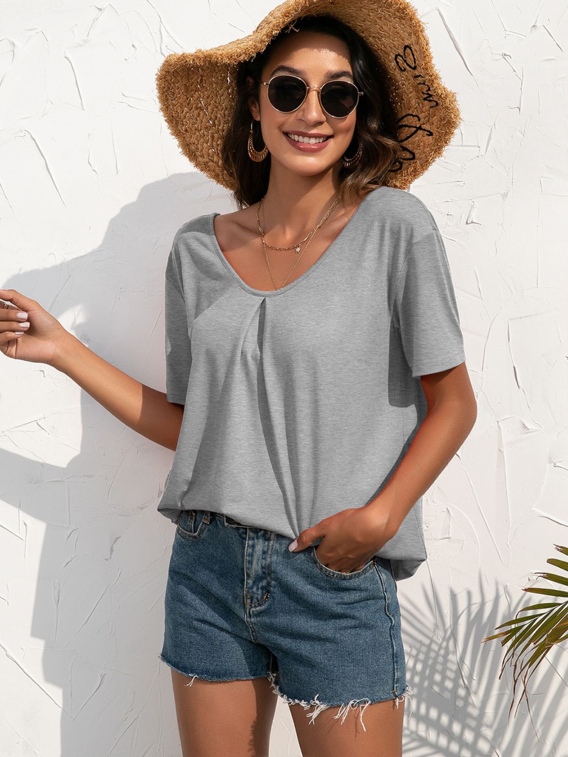Ivy Lane Lace Trim Short Sleeve Top - Classique Collection
