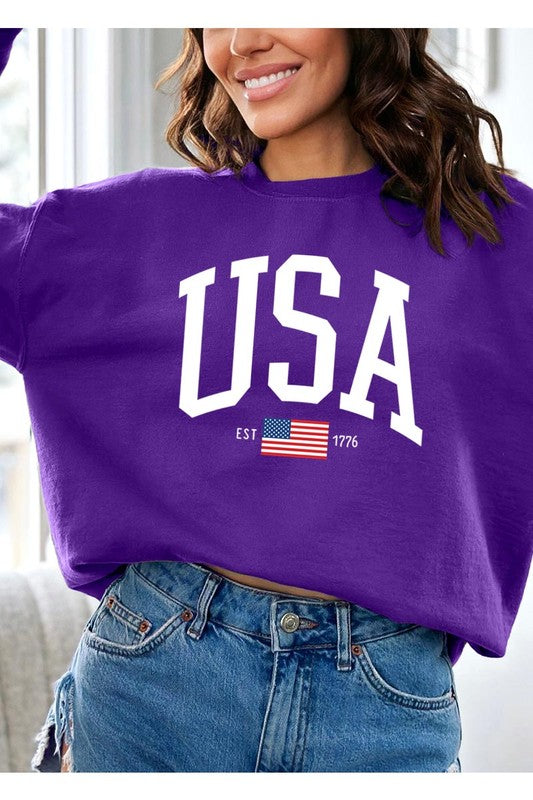 USA Est 1776 Graphic Fleece Sweatshirts - Classique Collection