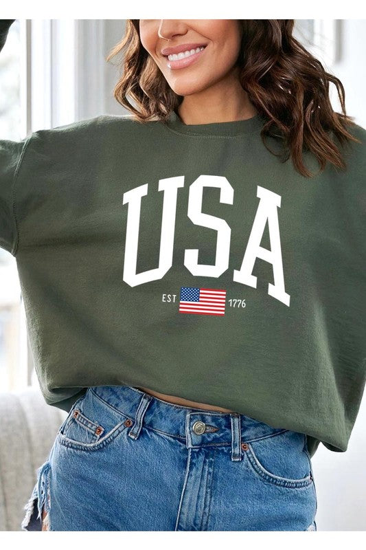 USA Est 1776 Graphic Fleece Sweatshirts - Classique Collection